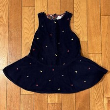 Y2K Gymboree 2002 Girls 3T Fruit Flower Navy Dress 100 Cotton Free Shipping