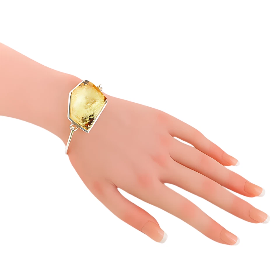 Brazalete de ámbar báltico hecho a mano Maruisz Gliwinski en plata de ley 925 Foto 4 de 4