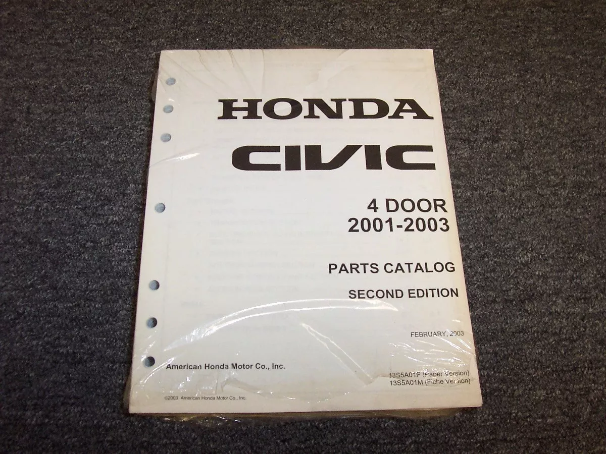 2001 2002 2003 Honda Civic Sedan Factory Parts Catalog Manual DX