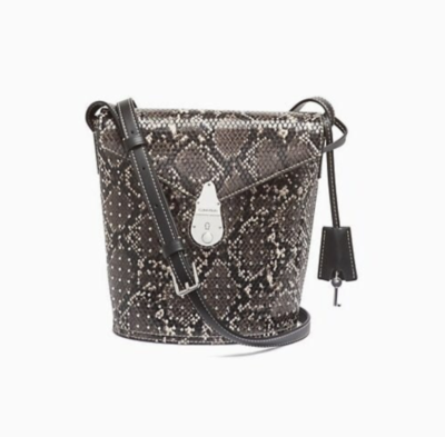 Calvin Klein Snake Print Bucket Purse Monogram Logo Hardware Chain Crocodile Print Shoulder Bag  main image 3