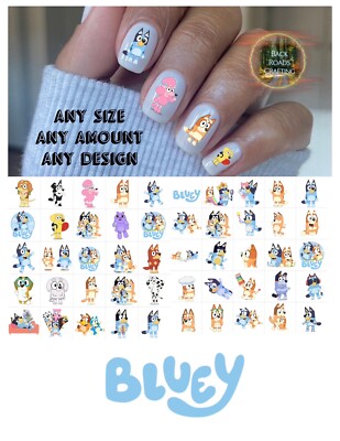Bluey Blue Dog Cartoon Set 1 Waterslide Nail Art Decals Set Of 50
