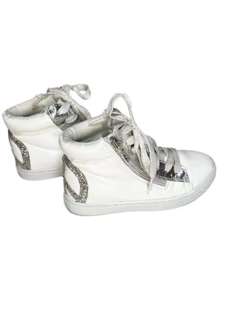 Justice peace sign high top Shoe Sneakers big girls size 6 - Image 3 of 4