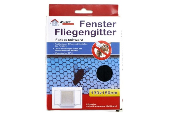Fliegenvorhang Klettband Schwarz Insektenschutz Fenster Fliegengitter 130X150 Cm-image