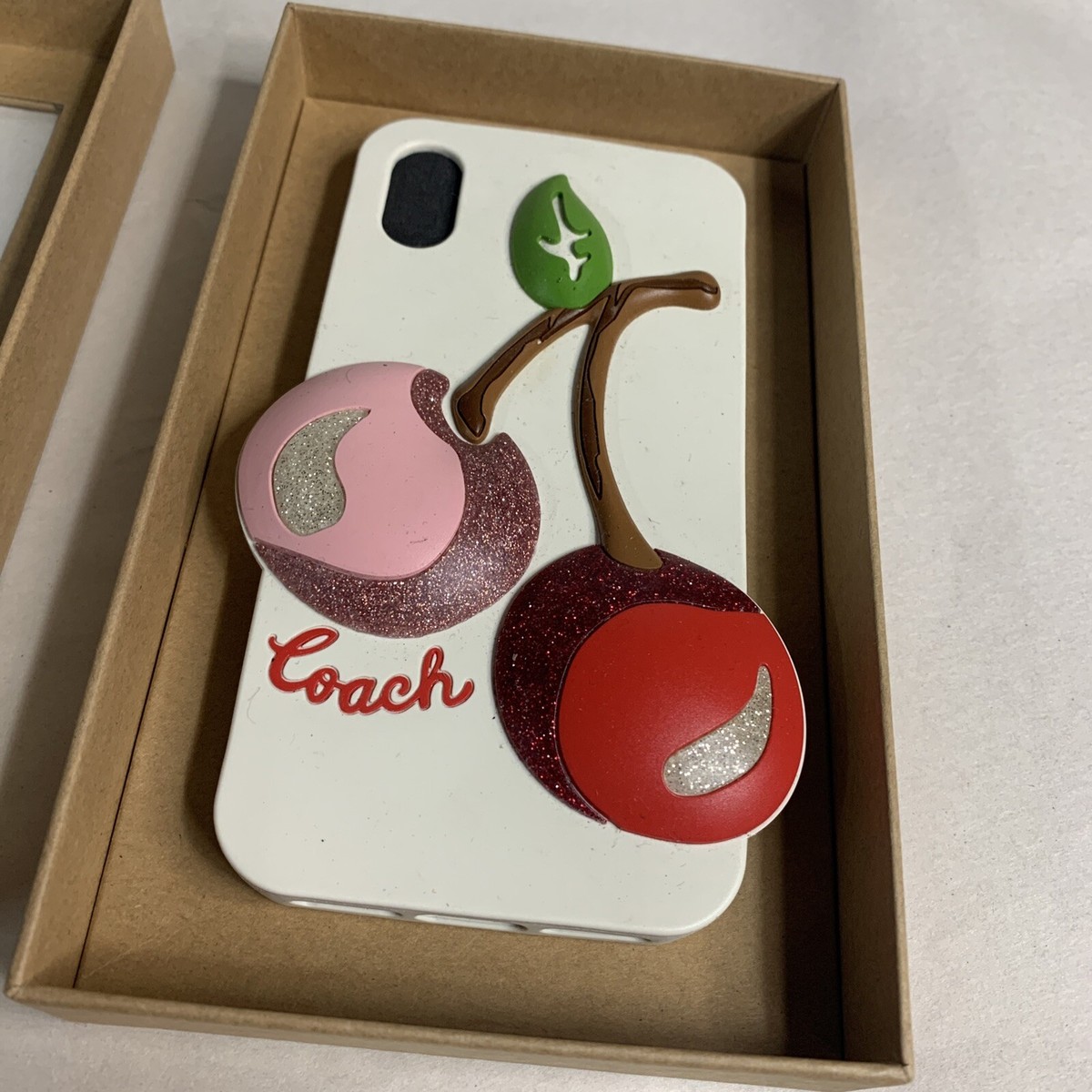 iPhoneⅩ ケース COACH Coach Silicone iPhone X/XS Case w/ Red Pink Cherries