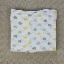 Falls Creek Baby Elephant Baby Swaddle Blanket Stars Yellow Gray White Muslin