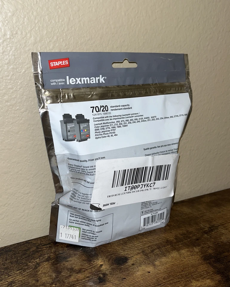 STAPLES Lexmark 70/20 Tri-Color/Black Ink Cartridges 2/PK VOLUME DISCOUNT! - Image 2 of 2