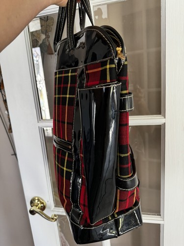 Vintage Leed’s Travelwear Red Tartan Plaid Tote Carry On Bag - Picture 3 of 7