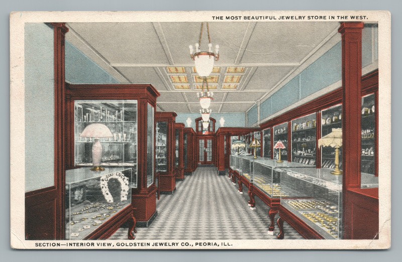 Goldstein Jewelry Co. PEORIA Illinois—Store Interior—Jewish Owner Judaica 1910s