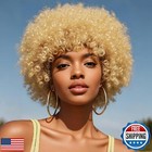 GKtineke 70s Afro Wigs for Black Women 8 Inch Short Kinky Curly Afro Wig Puff