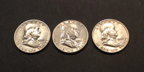 1951-P-D-S  Franklin Half Dollar ■ 90% Silver ■ VF+Condition ■ #12A