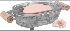 Autumn Alley Galvanized Farmhouse Soap Dish for Bathroom - Wooden Handle
