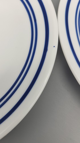 4 Corelle Vitrelle Classic Cafe Blue Stripes on White Bread Dessert Plates 6.75" - Picture 4 of 5