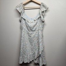 Altar'd State Mini Dress Women Size M Light Blue Floral Ruffle Spring Casual
