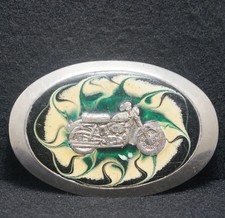 WH07109 SWEET VINTAGE 1970s MOTORCYCLE ARTWORK MENS MULTI-COLOR BELT BUCKLE