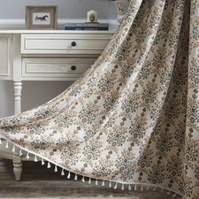 Farmhouse Curtains for Living Room 84 Inch Length,Boho Floral Cotton Linen Wi...