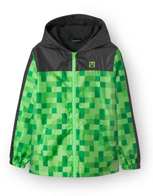 Minecraft Green Creeper Long Sleeve Zip Jacket Boys