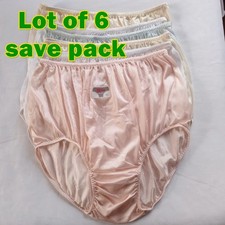6x Lingerie Soft Nylon Full Brief Panties Women Underwear VTG Granny 42"- 48"