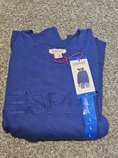 ESPRIT Women's Logo Fleece Costco Crewneck BLUE Size L NWT 80s/90s