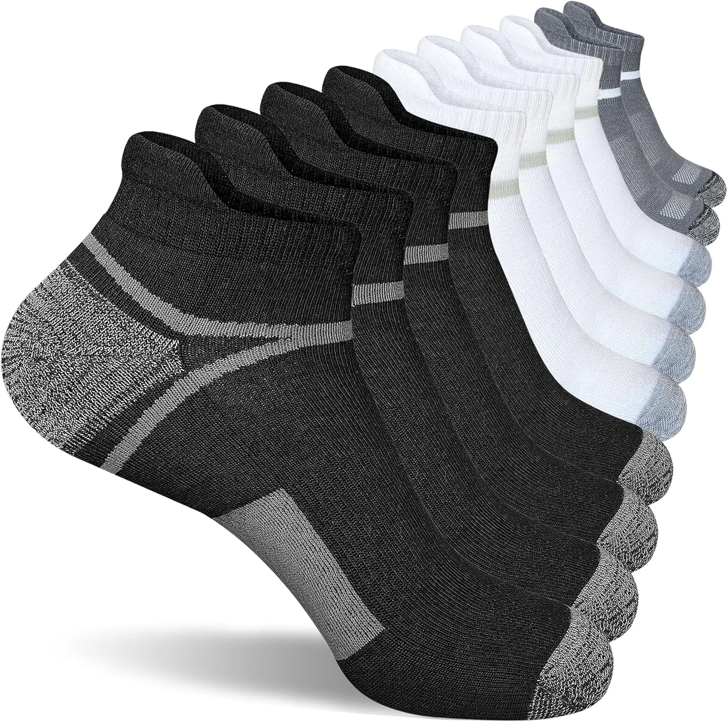 Men's Athletic Cushioned Ankle Socks, Comfort Wicking Anti-Blister Running Sock