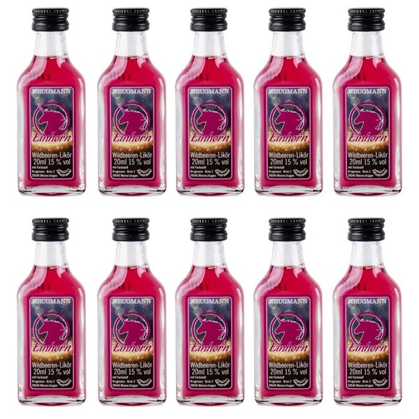 Krugmann 10 X Einhorn | Wildbeeren LiköR In Mini Glas Flasche 15 % Vol. á 20 Ml-image