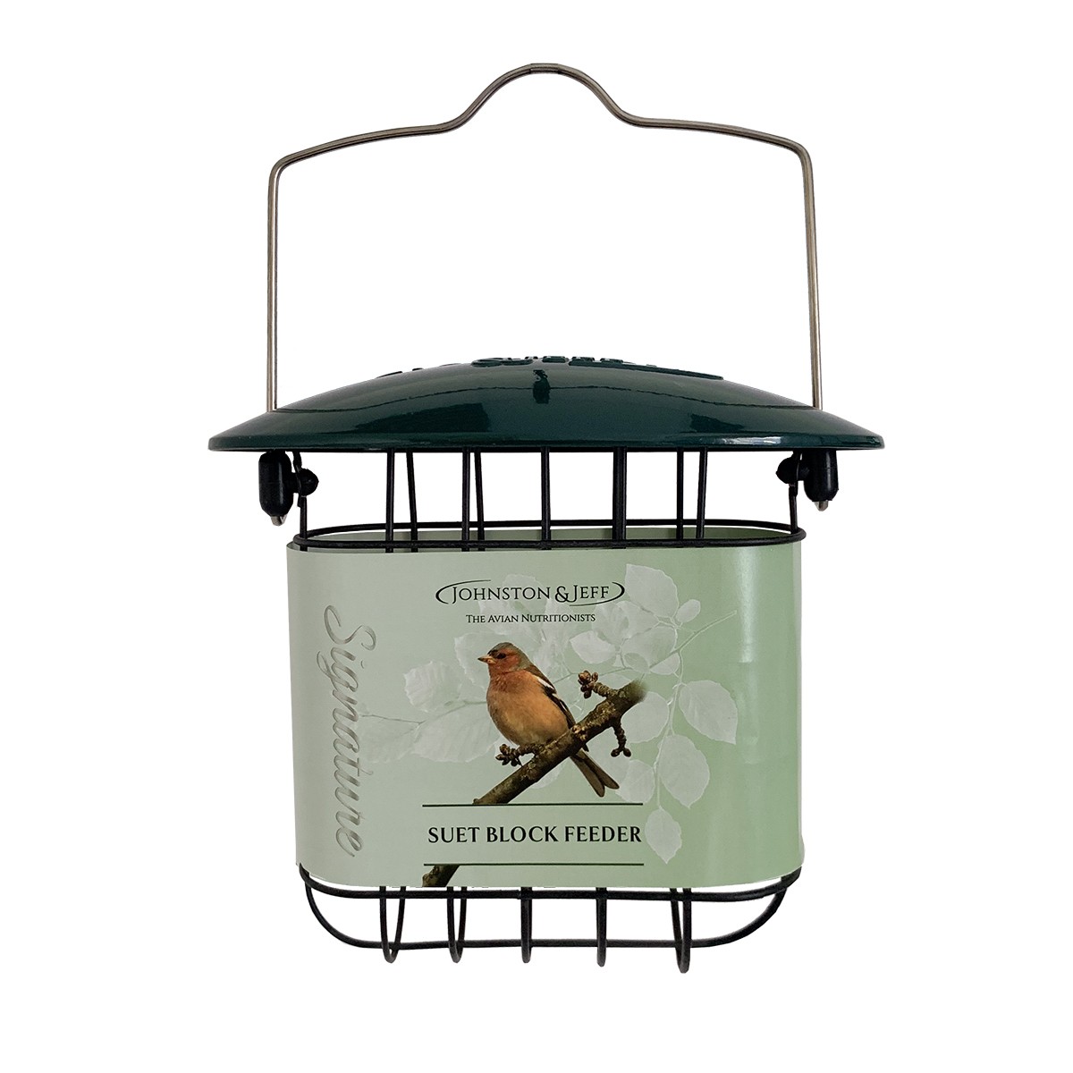 Johnston & Jeff Cast Metal Suet Block Bird Feeder, Green - 12cm