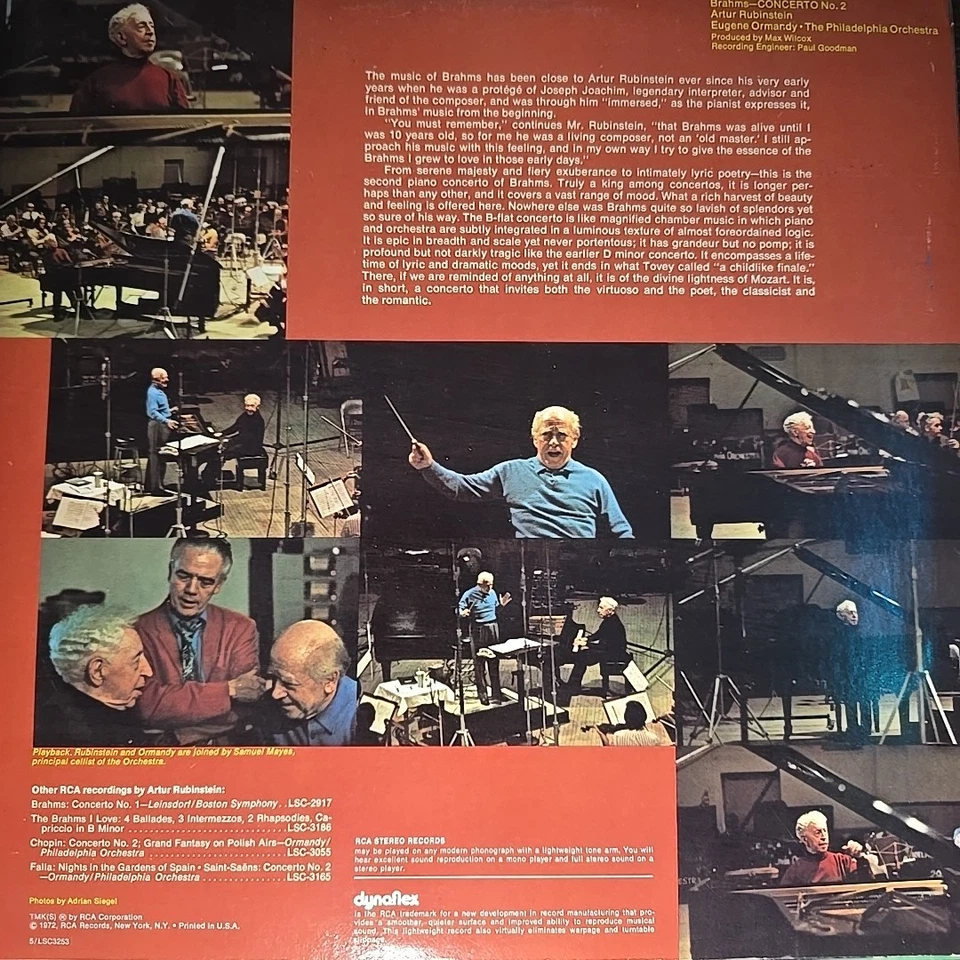 Brahms Piano Concerto No 2-Rubinstein/Ormandy/Phil Orch-VG+ - Image 2 of 4
