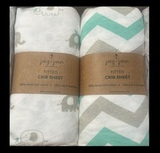 Joey and Joan Crib Sheets Elephants  Chevron 2 In Pack