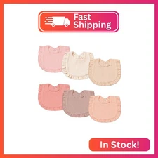 duludulu 6 Pack Muslin Baby Bibs for Baby Girls, Muslin Bibs Drool Bandana Bibs 