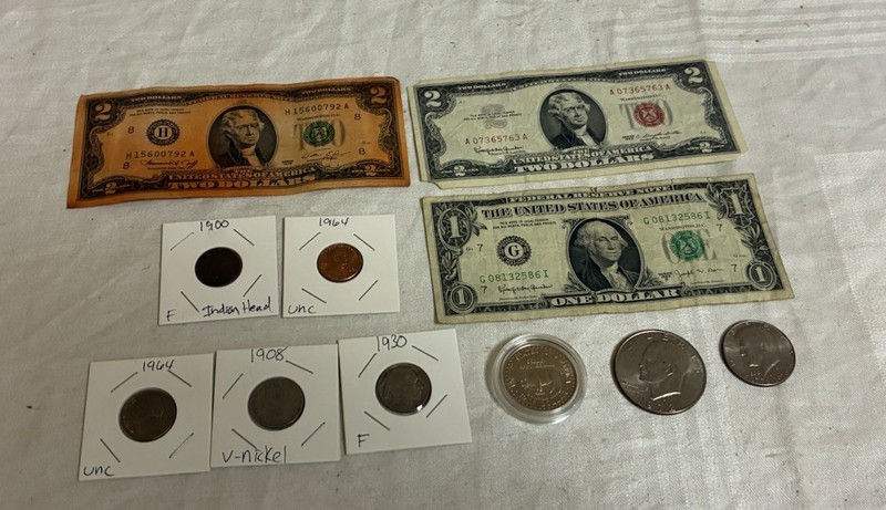 Old US Coins Starter Lot of Coins Buffalo Nickel,Indian Head,Paper Money