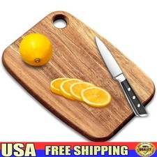 Acacia Wood Cutting Board Charcuterie Cheese Pizza Serving Board W/ Handle New