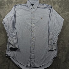 Ralph Lauren Yarmouth Dress Shirt Mens 16-33 Light Blue Cotton Pinpoint Oxford
