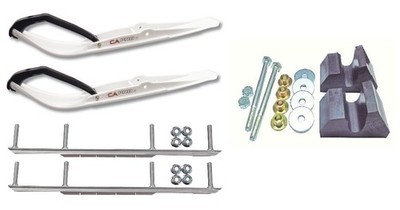 C&A Pro White Razor Snowmobile Skis w/ 7.5'' Shaper Bars Complete Kit Yamaha