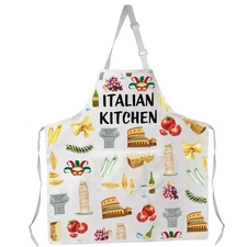 Italian Themed Cooking Apron Adjustable Unisex Chef Apron with Pocket