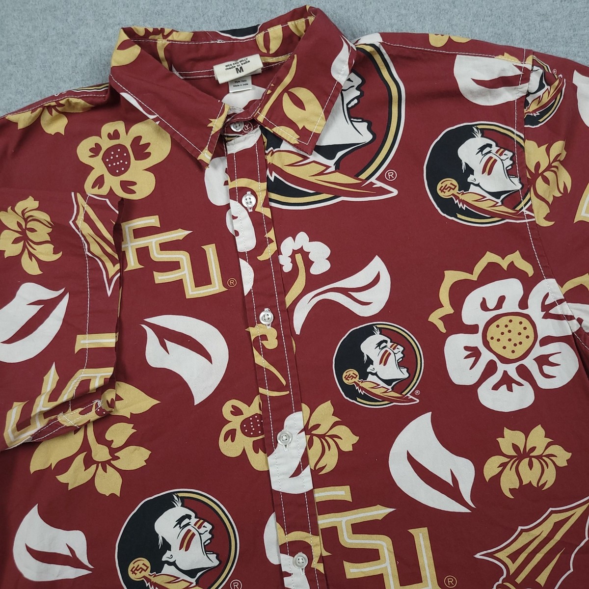 FSU Florida State Seminoles Shirt Men Medium Wes And Willy Hawaiian Aloha  Camp