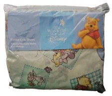 Vintage Disney Baby Winnie the Pooh Fitted Crib Sheet Bedding Piglet NEW 28x52in