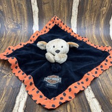 Harley-Davidson Cuddles 14-inch Plush Baby Blanket Black Orange Lovey Plush 2020