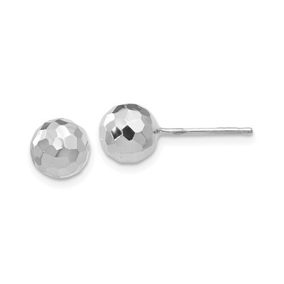 14 Karat Weißgold facettierte Kugel Ohrstecker minimalistisch geometrisch poliert modern