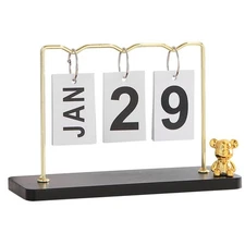 VILLCASE Perpetual Desk Calendar, Daily Flip Calendar, Vintage Desktop Standi...