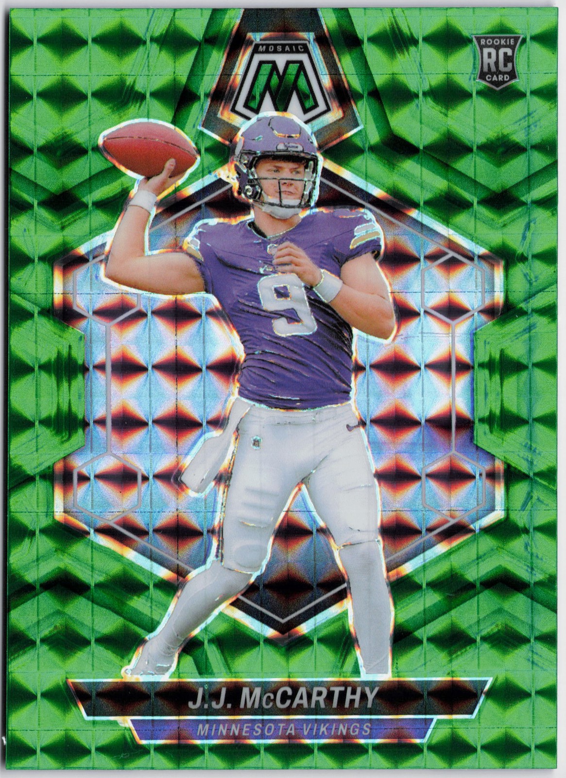 2024 Panini Mosaic #310 J.J. McCarthy Mosaic Green RC