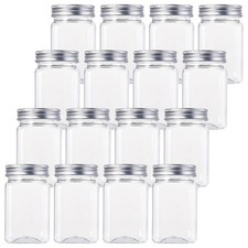 16 Pack Clear Plastic Jars with Lids, 13oz Airtight Container for Food Storag...