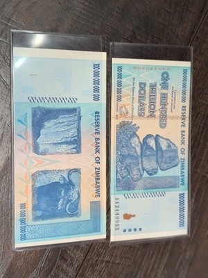 2008 100 TRILLION DOLLARS ZIMBABWE ZIM NOTE AA UNC UV Guaranteed
