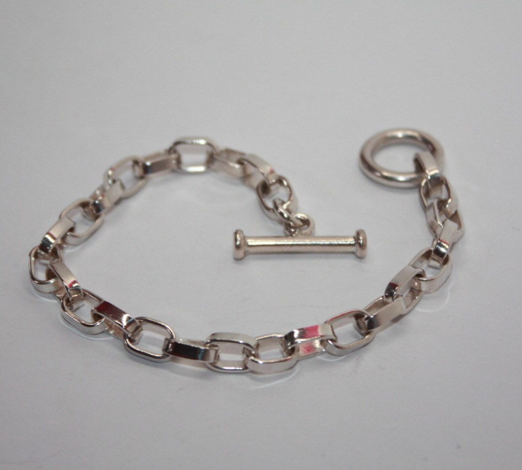 Sterling Silver Classic Chain Link Toggle Bracele… - image 4