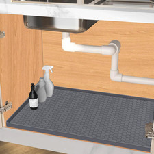 Under Sink Mat 28 X 19 for Kitchen Waterproof, Silicone under Sink Liner, Bathro