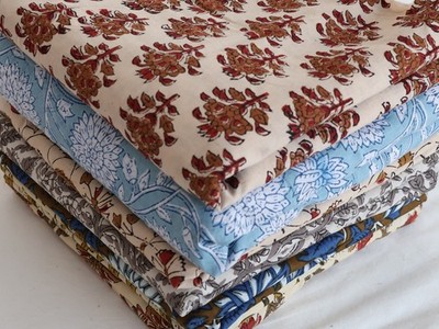 Hand Block Print Fabric Scrap Bundle | Set of 100 Small Cotton Pieces