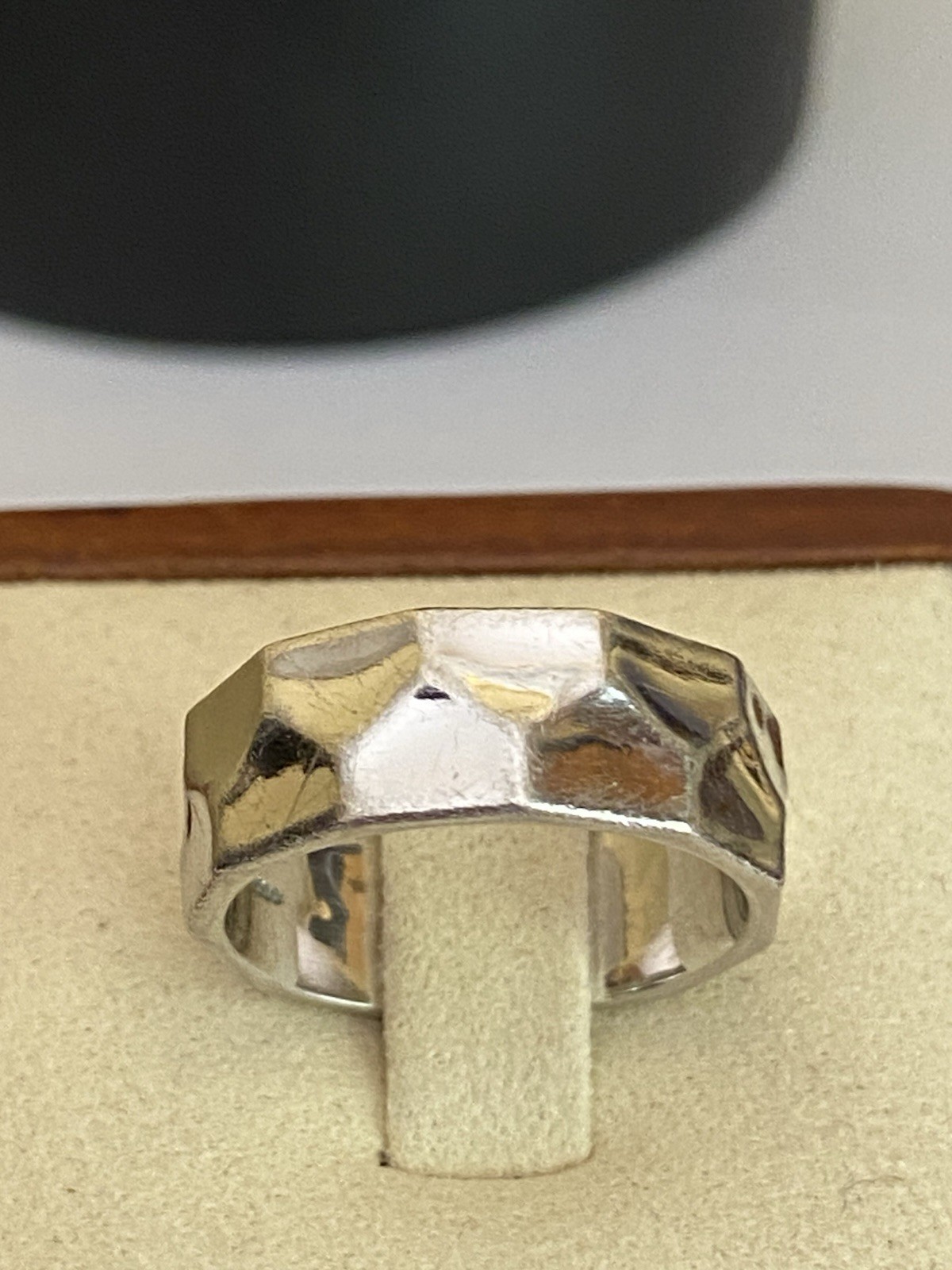 Sterling Silver Honeycomb Pattern Ring Size N1/2 - image 1