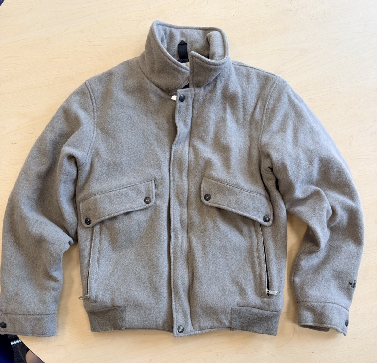 Vintage The North Face Wool Jacket Made in USA Tan Brown Mens M Snap Zip Coat