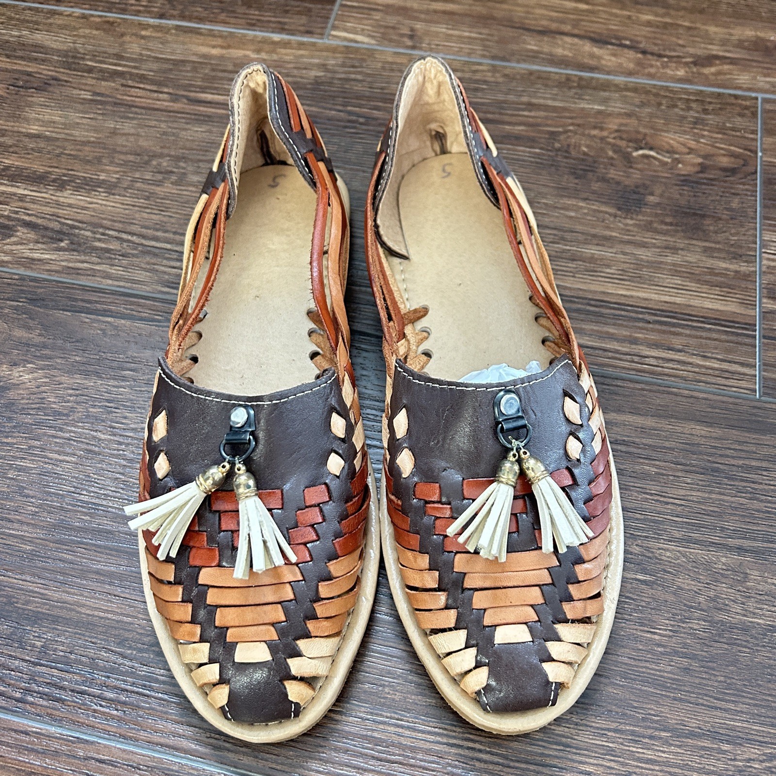 Leather Sandals Huarache Handmade Colorful Leather SzUSA 8 Mx 5 Shoes Brown