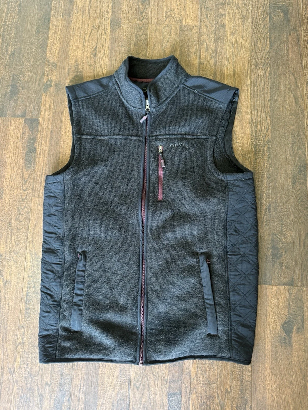 Orvis Full Zip Fleece Vest Mock Neck Outdoor Hiking Fishing Casual Men's Size M