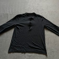 Express Long Sleeve Henley Shirt Men Size Medium Gray Button Casual Cotton Blend