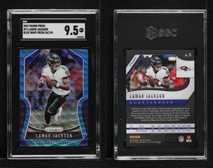 2019 Panini Prizm Blue Wave Prizm /199 Lamar Jackson #71 SGC 9.5 Mint+